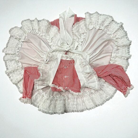 Vintage MINI WORLD Red & White Pinafore Party Dress size L 9-12 Mo Full Skirt - Picture 4 of 10